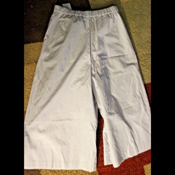 NEW Zara Woman WIDE Legged Capri-Style Pants Pants Ladies Size Small Blue White - Picture 5 of 5